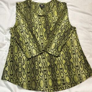 JM Collection Snake Print Top Women’s Size L Green Black Long Sleeve Stretch EUC